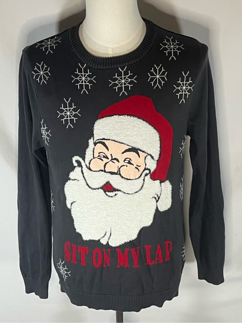 Mossimo Supply Co Ugly Santa Sit On My Lap Mens Christmas Sweater Medium